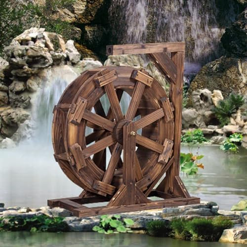 Fontana in legno con pompa e supporto per giardino, patio, stagno, piscina, cortile, balcone, portico, decorazione da cortile