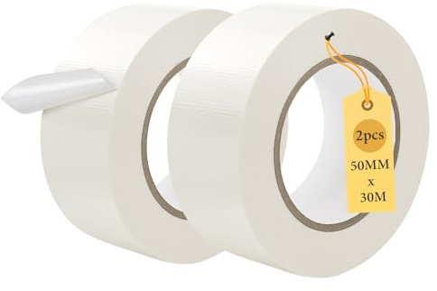 Supaway 2 Rollos de Cinta de Tela Blanco 50 mm x 30 m, Cinta Reparadora Resistente al Agua, Cinta Universal de Uso Interior y Exterior, Fuerte, Ideal para Reparaciones y Proyectos de Bricolaj