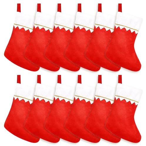 HAINLOGWANG 12 Stück Nikolausstrumpf Groß, Nikolausstiefel, Nikolaussocken, Weihnachtsstrumpf, Weihnachtssocken Kamin, Nikolaus Socke Strumpf Zum Aufhängen Und Befüllen An Weihnachten