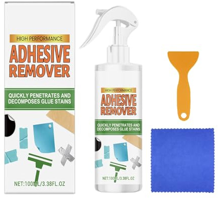 Mbiyhgta Kleberentferner, Set mit flüssigem Radiergummi, 100 ml, mit Schaber, entfernt klebrige Rückstände – für Auto, , Boden, Fliesen, Wand, Etikett, Tapisserie