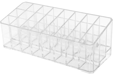 VALICLUD Organisateur de Beauté Transparent avec 24 Compartiments à Plusieurs Niveaux, Support à Lèvres Compact en PS, Comptoir de Salle de Bain Rangement à Domicile