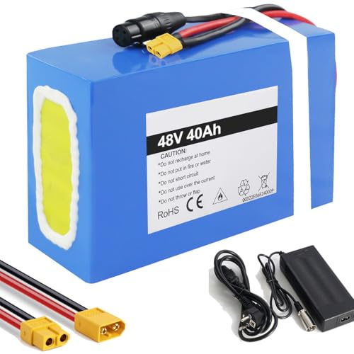 48V 40Ah Lithium Battery Pack for Electric Scooter Ebike Electric Tricycle E-Scooter Electric Wheel Chart 500W 750W 1000W 2000W (48V 40Ah Up to 2000W)