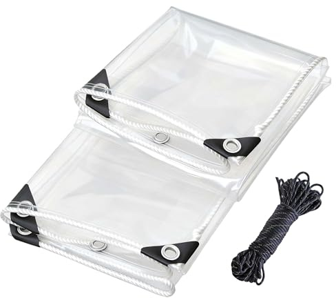 Bache Exterieur Impermeable 240 x 280 cm en PVC Transparent Bâche Transparente pour Pergola et Résistante pour Terrasse, Balcon, Jardin, Couleur Transparente