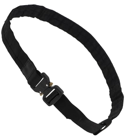 MUELODSIC Cinturón Negro M Doble Capa de Nailon con Hebilla de Liberación Rápida para Equipo de Exterior y Servicio, Cinturón Utilitario Resistente para Uso en Tiro y Operaciones al Aire
