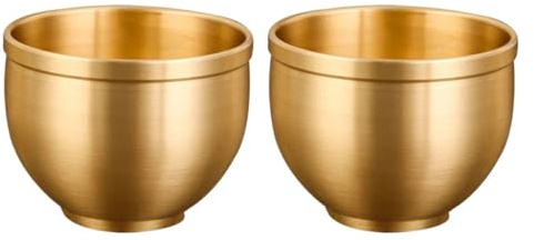 Fenical Tazza da Tè Cinese in Ottone 2 Pezzi Tazza da Tè Antica Stabile e Resistente Adatta per Bevande Calde e Fredde Decorazione Vintage per Uso Domestico