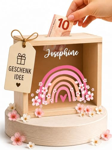 Little-Deco Spardose, Geldkassette, Sparbox, Geld sparen, 15x15cm | Sparschwein Kinder, personalisierte Geschenke Kinder, personalisierte Spardose, Holzspardose, Geschenk zur Geburt