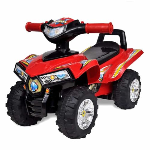 Mangloder Rotes Kinderaufsitz-Quad mit Sound Licht für Kleinkinder, Robustes Spielauto mit Stauraum, geeignet für 12-36 Monate, ideal für Motorik, Koordination, Garten, Tretauto, Schiebewagen