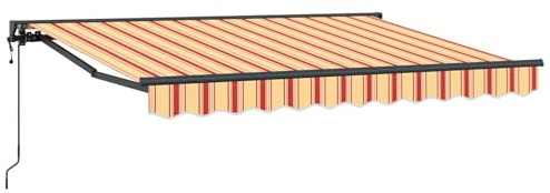 Fisinber Auvent à bras articulé 3,5 x 2 m avec télécommande Jaune/orange/blanc | Pare-soleil pour terrasse et jardin : store extensible à bras articulé avec cadre en acier et aluminium robuste.