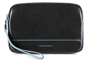 Piquadro Astuccio in pelle con cerniera e laccio laterale - Porta monete Uomo, Nero, Talla única -
