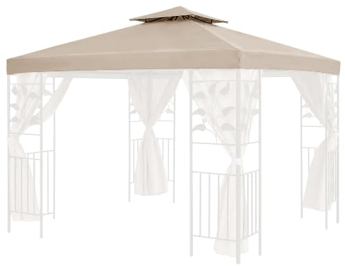 Garden Market Place Ersatz-Dachbespannung für einen quadratischen Pavillon mit Einer Seitenlänge von 3 m und Blättermuster - Farbe Beige