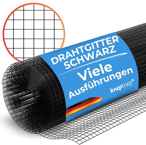 kraptrap® Volierendraht SCHWARZ Drahtgitter I Drahtzaun Käfigzaun (1m x 12m)