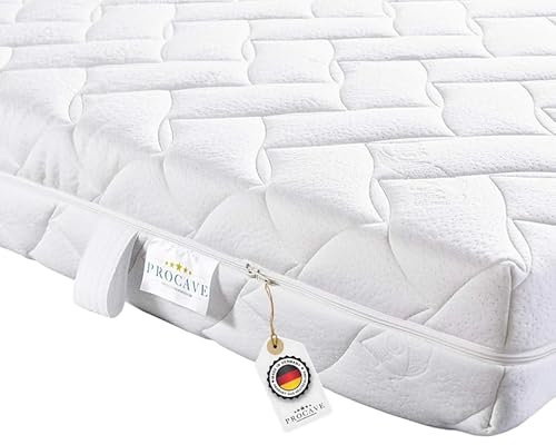 PROCAVE AloeVera Matratzenbezug versteppt, mit 4-Seiten Reißverschluss und 4 Handgriffen, 100% aus Deutschland in 90x200 cm für Matratzen-Höhe 20cm