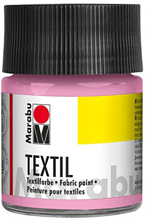Marabu Textil Peinture Base d'eau-pour Tissus Lavable jusqu'à 60 °C-Toucher Doux-Fixation Facile par Repassage ou four-50 ML-Rose Clair, 10125075, 50 ML (Lot de 1)