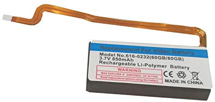 6160232 B5LAA Battery Replacement for Apple iPod 5th Generation 80G Battery 5th Generation 60G 5th Generation 80G Video 60G(3.7V 850mah)