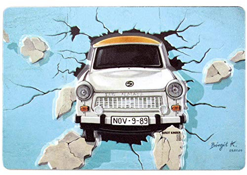 Magnet Trabant durch die Wand | DDR | East Side Gallery Berlin | 9x6 cm Mini-Blechschild | typisches Souvenir & Geschenk