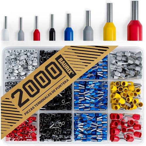 BAURIX® Embouts de cablage 2000 pièces - Cosse a Sertir triés selon DIN - [0,5-10 mm²] - Set d'embout cable electrique isolants professionnels - Connecteur électrique