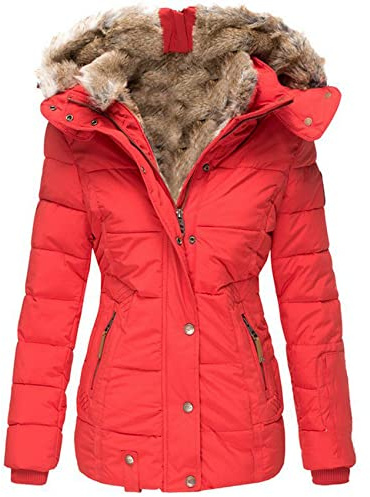 Veste en Coton De Laine Chaude d'hiver Manteau à Capuche en Coton à Manches Longues Et à GlissièRe pour Femmes