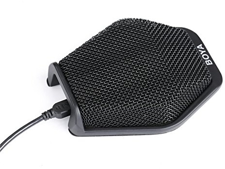 USB Conference Microphone, BOYA Table Top Mic Condenser Cardioid Desktop Computer Teleconference Microphone with Real-time Monitor 180° for Windows Mac Laptop Business Meeting Seminar