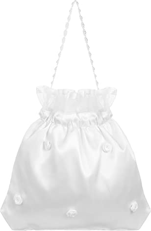 Homoyoyo Borse Da Sposa Per Il Del Matrimonio Pochette Da Sposa Abito d Sposa Raso Sacchetto Soldi Da Sposa Cinture Da Donna Cesto Di Fiori Sposa Coulisse Carrello Bianca Ragazza