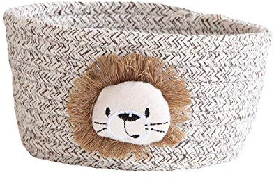 Cesto portaoggetti in tessuto, piccolo contenitore carino in corda di cotone intrecciato, cestino per scaffali multiuso per la casa, ufficio, desktop, decorazione, marrone leone