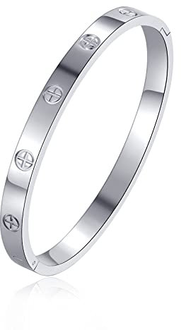 YUFANHY Cuff 18k Gold Plated Stainless Steel Bracelet For Women Girl For Women Novelty And Mother Daughter Bracelet Jewelry Oval Bangle Witness The Of Love Wedding For Couple, 2.36, Stainless Steel,