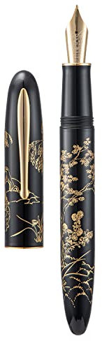 erofa Hongdian N23 Schwarz Hase Füllfederhalter, Iridium Extra Feine Feder Gold Trim, Neujahr Glück Hase Schnitzerei Design, Glatt Schreibstift mit Konverter und Metall Stift Box Set