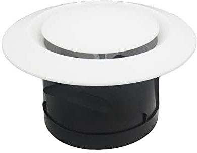 JSIXASO Grille d'aération en ABS Blanc 125mm Grille d'évacuation d'air d'échappement Capot d'échappement réglable pour systèmes de ventilation (5Inch)