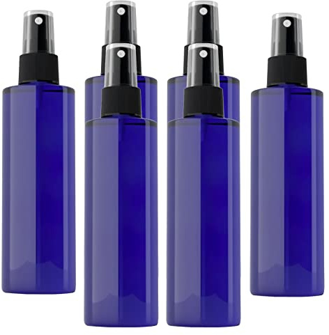 LusDoly 6 Pezzi 200ml Blu plastica flacone spray Con Sprayer Nero ideale per nebulizzazione Spruzzatori d'Acqua per Pulizia, Giardinaggio, Stiratura, Cura dei Capelli