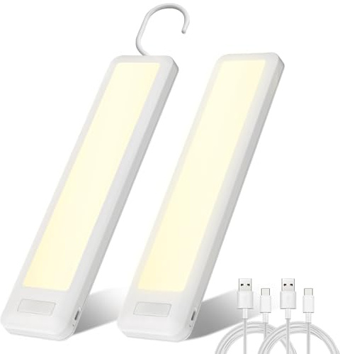 Dawnrise Under Cabinet Lights, 7.8 inch Motion Sensor Closet Light Indoor with Hook, Rechargeable Portable Lighting for Cabinet, Wardrobe, Closet, Bedroom, Storage Room, Utility Room (3000K)