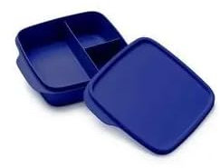 Tupperware Lunchbox Clevere Pause 1x 550ml Blau mit 3-fach Einteilung (inkl. Kiwilöffel)