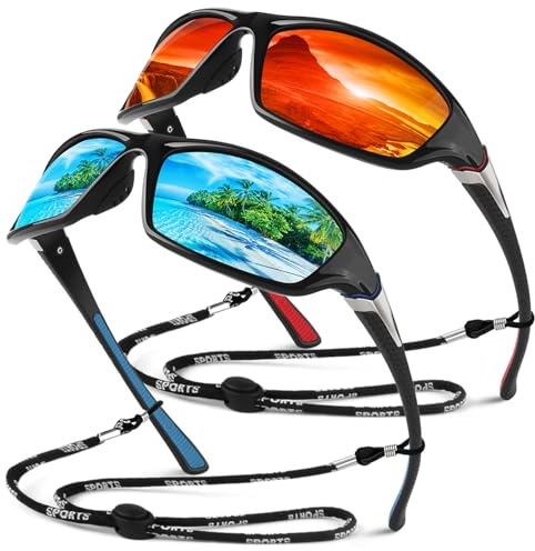 Sunier Polarised Sports Sunglasses for Men Women, Wrap Around Unbreakable Fishing Driving 100% UV400 Protection Sun Glasses