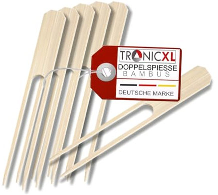 TronicXL 1000 Stück 13,5cm Grillspieße Doppelspieße Spieße Bambus Holzspieße Bambusspieß Holz Grillspiess Grill