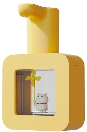 Automatic Sensor Soap Dispenser, 400ml USB Cute Automatic Foaming Soap Dispenser, Kids Touchless Hand Soap Dispenser, Cartoon Pet Foam Soap Dispenser Wall Mounted for Bathroom Countertop(Yellow)