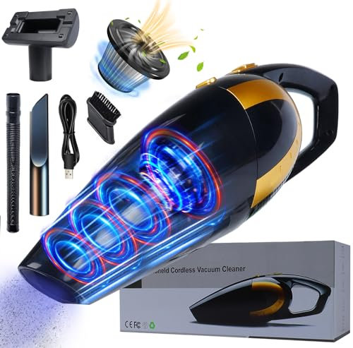 Handstaubsauger Kabellos,16000Pa Autostaubsauger Tierhaare 120W Staubsauger, Akku Beutellos Testsieger Staubsauger Nass/Trocken für Teppich Sofa Treppe Startseite Auto Zubehör,Upgraded Edelstahlfilter
