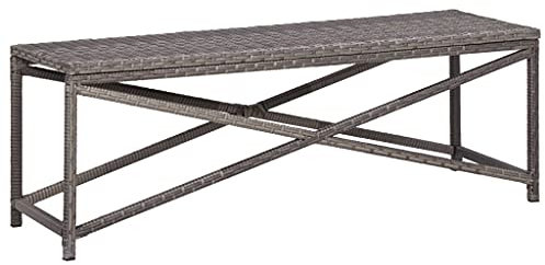 DYRJDJWIDHW holzbank,Bank,gartenbank Kunststoff,Gartenbank 120 cm Poly Rattan GrauGeeignet für draußen, Garten, Pool