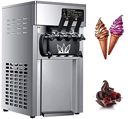 Macchina Per Gelato Commerciale, Gelatiera Intelligente A Tre Gusti A Led Con Serbatoio Per Materie Prime Da 3 Litri Serbatoio Di Congelamento Da 1,8 Litri, 18 Litri/Ora, Risparmio Energetico, 1200 W