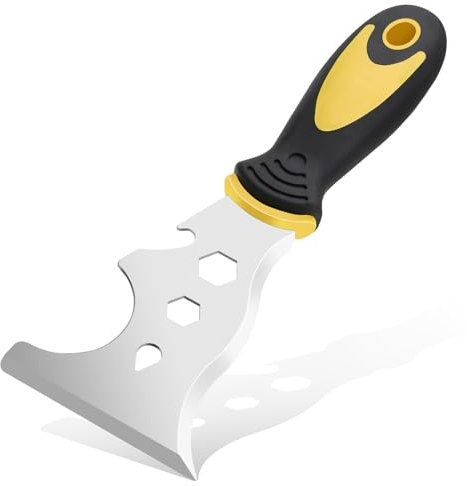 Nutmanel 13-in-1 Scraper Set, Stainless Steel Wallpaper & Paint Removal Tool, Straight & Curved Scrapers for Drywall & Putty