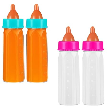 JRYGAC 4 Pezzi Biberon Magico, Accessori per Bambole, Set di Accessori per Bambole, Latte e Succo Magici Biberon, Cura del Bambino, Idee Regalo per Bambini