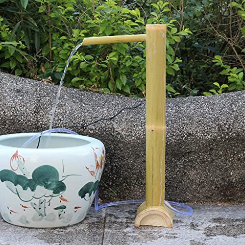 HIFRQVVC Fontana a Cascata di bambù da Giardino, Fontana d'Acqua in bambù con Pompa Solare, Fontana Interna a Forma di Tubo di bambù, Decorazione for laghetto da Giardino Zen Giapponese,(50cm)