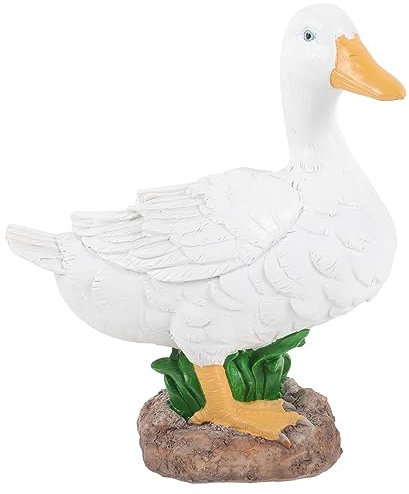 OFFSCH Gartenfigur Weiße Ente Aus Kunstharz Lebendige Teichdekoration Für Garten Wetterfeste Naturgetreue Deko Mit Oberflächenbehandlung