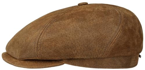 Stetson 6 Panel Flatcap Used-Look Leder Schirmmütze