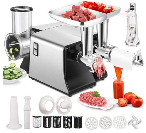 Picadora de carne eléctrica, procesador de 2800 W, cortadora, trituradora, ensalada, cortador eléctrico de verduras, rallador de queso multifuncional, colador de tomate, máquina para hacer salsa