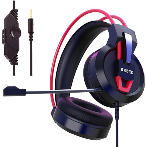Voistek Casque Gaming Over-Ear - Surround 3D Stéréo, Micro Annulant Le Bruit, Design Confortable & Lumière LED - Prise 3,5mm - Compatible PS5/PS4/Xbox One/Switch/PC/Mac/Ordinateur Portable - Noir