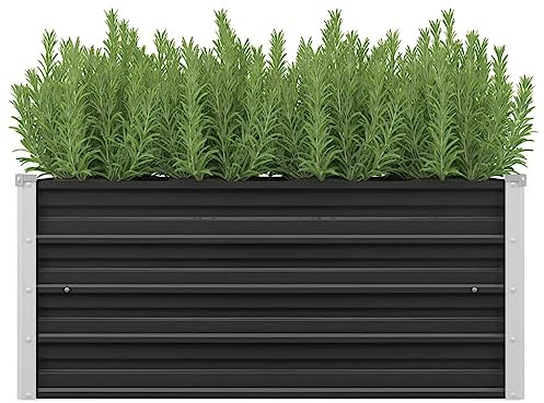 Myheimly Hochbeet Pflanzkübel Pflanzbeet Gemüsebeet Gartenbeet Frühbeet Blumenkasten Pflanzkasten Garten Verzinkter Stahl Anthrazit 100 x 40 x 45 cm