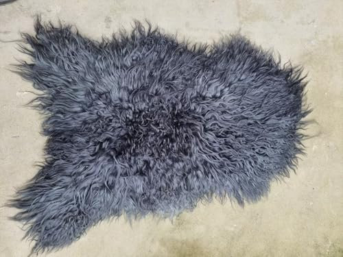 Provellus Premium Langhaar Island Schaffell Schaffelle Fell Lammfell Natur lockig Curly (Silber Grau, 30x30cm rund)