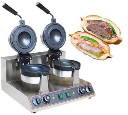 UFO Burger Machine, Electric Panini Press, Adjustable Temperature 50-300℃ Non-Stick Pan - Commercial Hamburger Press, Ice Cream Waffle Maker