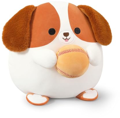 shownicer Plüschtiere Beagle Baseball Kuscheltiere Weiches Plüschkissen 35 cm Niedliches Kuscheltier Geschenk für Beagle Fans Baseball Fans Kinder Erwachsene (Hund & Baseball, 35cm)