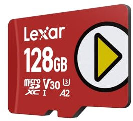 Lexar Play Tarjeta Micro SD 128GB, microSDXC UHS-I, hasta 205 MB/s lectura,140 MB/s escritura, Clase 10, U3, V30, A2, Vídeo 4K, Tarjeta de alta velocidad para Switch/Portable Gaming Devices/Smartphone