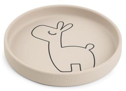 Done by Deer Silikon Teller Lalee Beige, Ø 18 x H 2,5 cm - Kinderteller aus 100% Silikon in Lebensmittelqualität
