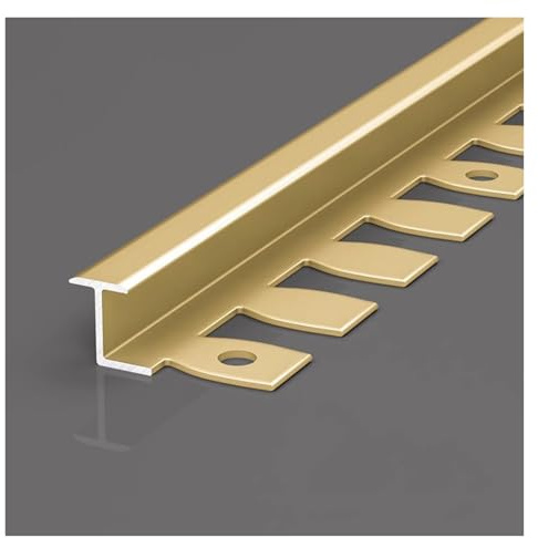 Aluminum T-strip, Durable Edge Protection, For Tiles Length: 90cm*3 Pieces Corner Profile Anodized Aluminum T-Shape End Profile Trim For Flooring, Wall & Bathroom(Matte Gold,15mmx0.9m)